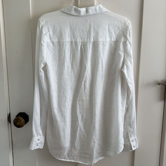 EUC Tyler Boe white 100% Linen Tunic Roll Tab Sleeve Sz 4 small - Picture 6 of 11
